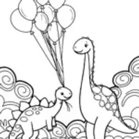 Dino Balloon Adventure Coloring Page