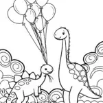 Dino Balloon Adventure Coloring Page