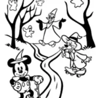 Mickey and Friends’ Haunted Halloween Adventure Coloring Page