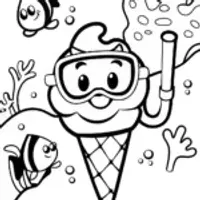 Ice Cream Cone Underwater Adventure Coloring Page