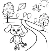 Puppy Roller Skating Adventure Coloring Page