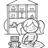 Gabby’s Magical Robot Workshop Coloring Page