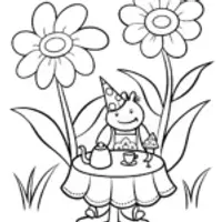 Axolotl’s Enchanted Garden Tea Party Coloring Page