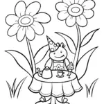 Axolotl’s Enchanted Garden Tea Party Coloring Page