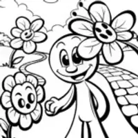 Huggy Wuggy’s Enchanted Garden Adventure Coloring Page