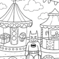 Batman at the Enchanted Mechanical Fair Coloring Page