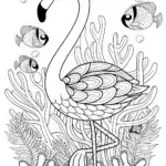 Flamingo Adventures Underwater Coloring Page