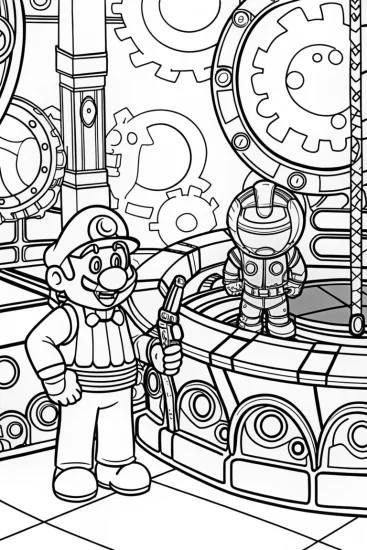 A coloring page of Mario and Luigi’s Historical Time Hop Coloring Page