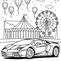 Lamborghini Adventure at the Carnival Coloring Page