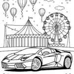 Lamborghini Adventure at the Carnival Coloring Page