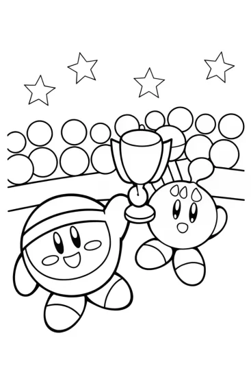 A coloring page of Kirby’s Galactic Sports Day Coloring Page