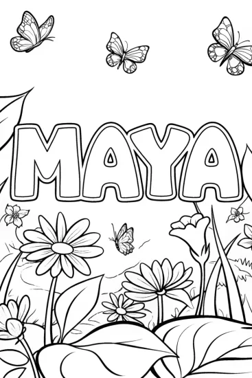 A coloring page of MAYA Garden Coloring Page