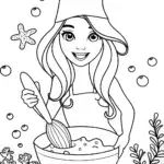 Mermaid Baker’s Delight Coloring Page