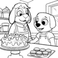 Bluey and Bingo’s Magical Bakery Coloring Page