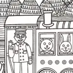 Blippi’s Adventure as a Train Conductor Coloring Page