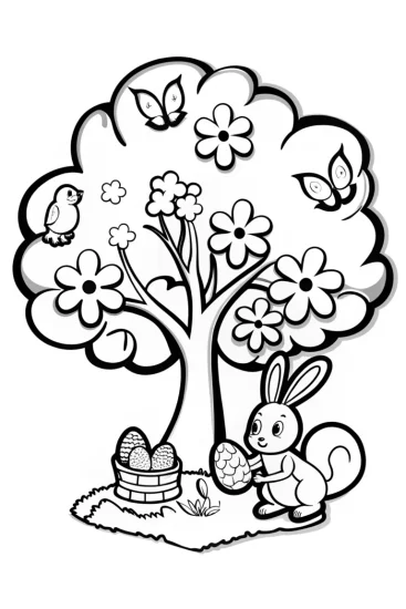 A coloring page of The Enchanted Easter Garden Coloring Page