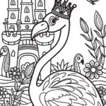 Flamingo Fairytale Castle Adventure Coloring Page