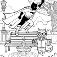 Heroic Feline Forces Coloring Page