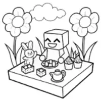Minecraft Dragon Tea Party Coloring Page