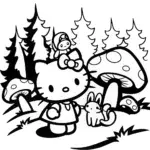 Hello Kitty’s Woodland Adventure Coloring Page