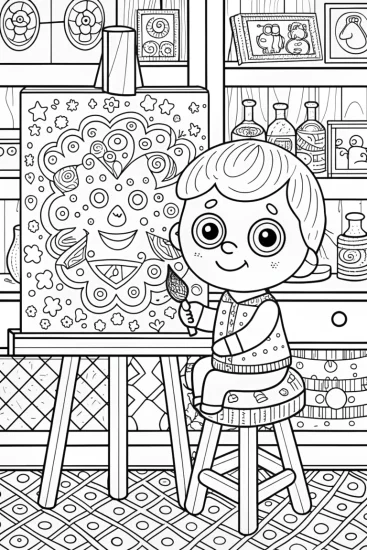 A coloring page of Baby’s First Art Studio Adventure Coloring Page