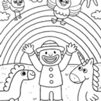 JJ’s Rainbow Adventure Coloring Page