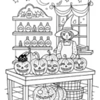 Witch’s Enchanted Pumpkin Workshop Coloring Page