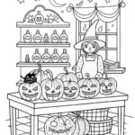 Witch’s Enchanted Pumpkin Workshop Coloring Page