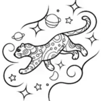 Black Panther in a Cosmic Adventure Coloring Page