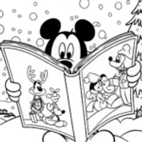 Mickey Mouse Magical Christmas Storytime Coloring Page