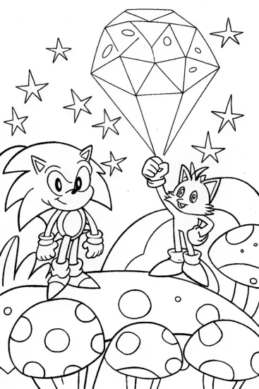 A coloring page of Sonic’s Cosmic Adventure Coloring Page