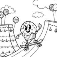 Cupcake Chic’s Magical Skate Park Coloring Page