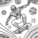 Miles Morales’ Cosmic Skate Adventure Coloring Page