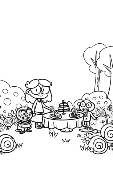 A coloring page of Mirabel’s Enchanted Garden Tea Party Coloring Page