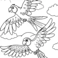 Sky-High Parrots Coloring Page