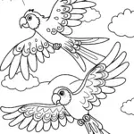 Sky-High Parrots Coloring Page