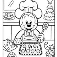 Mickey Mouse Christmas Feast Coloring Page