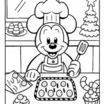 Mickey Mouse Christmas Feast Coloring Page