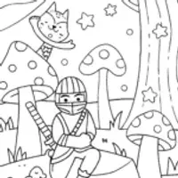 Ninja exploring the magical forest