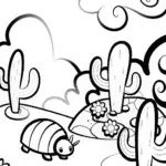 The Adventurous Armadillo in the Desert Coloring Page
