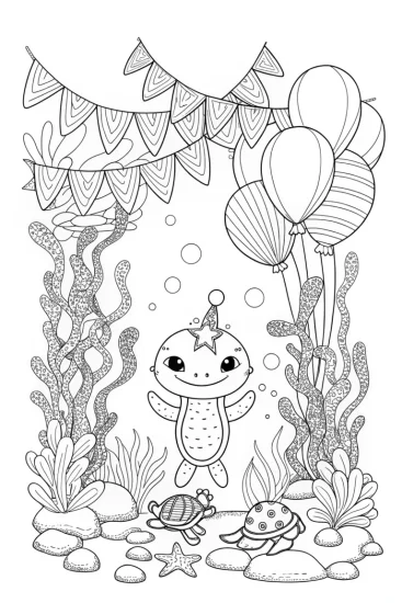 A coloring page of Axolotl’s Underwater Parade Coloring Page