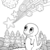 Charmander’s Meteor Shower Adventure Coloring Page