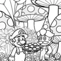 Mario and Luigi’s Garden Party Coloring Page