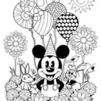 Mickey Mouse’s Enchanted Garden Party Coloring Page