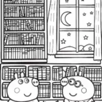 Peppa Pig’s Adventure in the Enchanted Library Coloring Page
