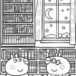 Peppa Pig’s Adventure in the Enchanted Library Coloring Page