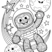 Huggy Wuggy’s Space Exploration Coloring Page