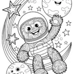 Huggy Wuggy’s Space Exploration Coloring Page