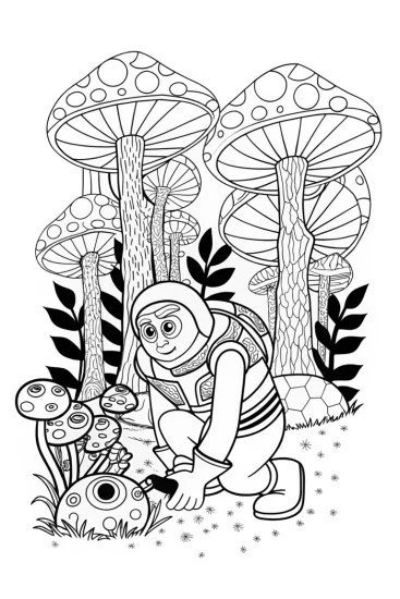 A coloring page of Buzz Lightyear on a Cosmic Treasure Quest Coloring Page