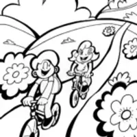 Rainbow High Adventure on Colorful Bikes Coloring Page
